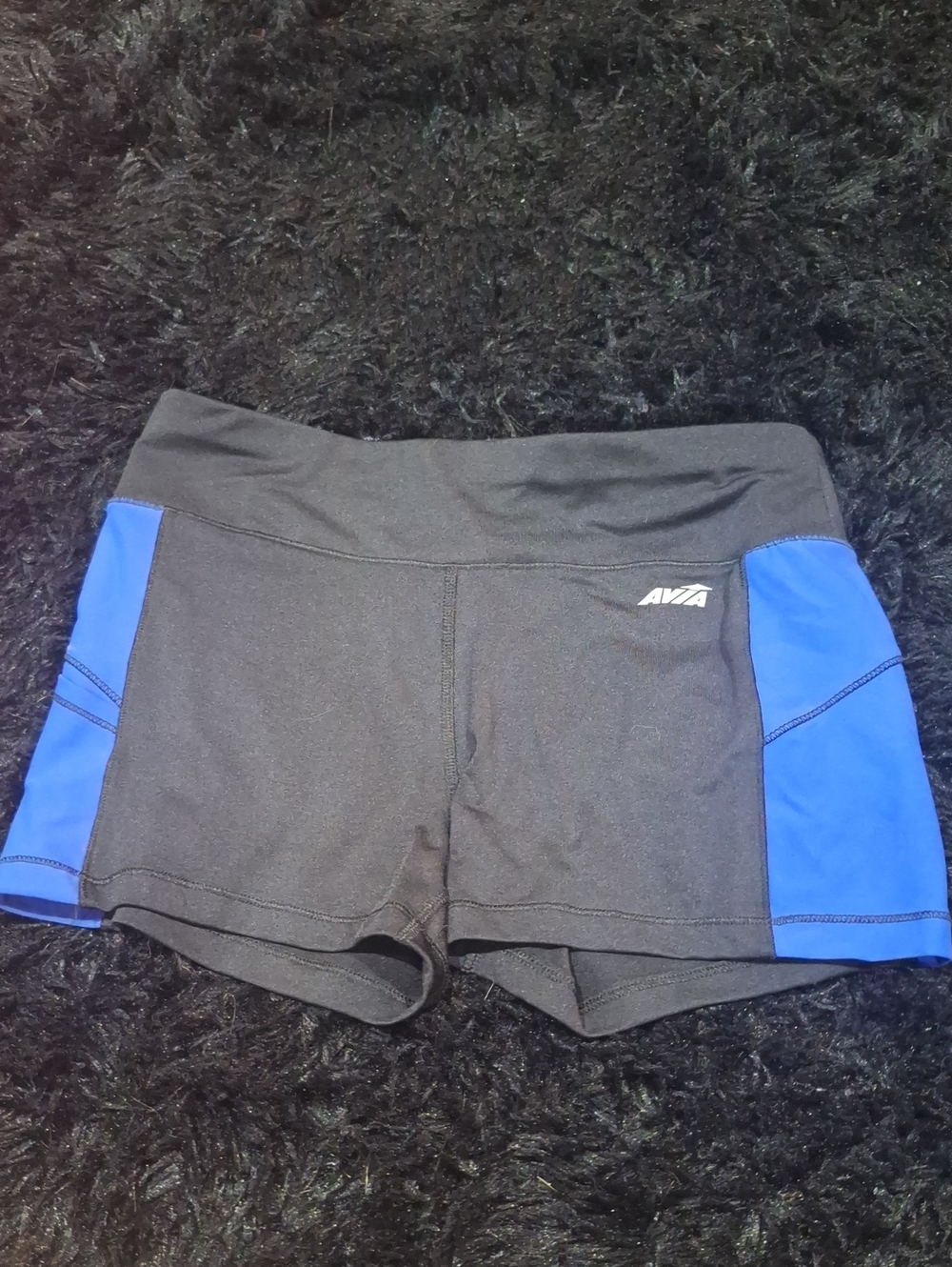 Avia Black Bike Shorts with Blue Side Panels